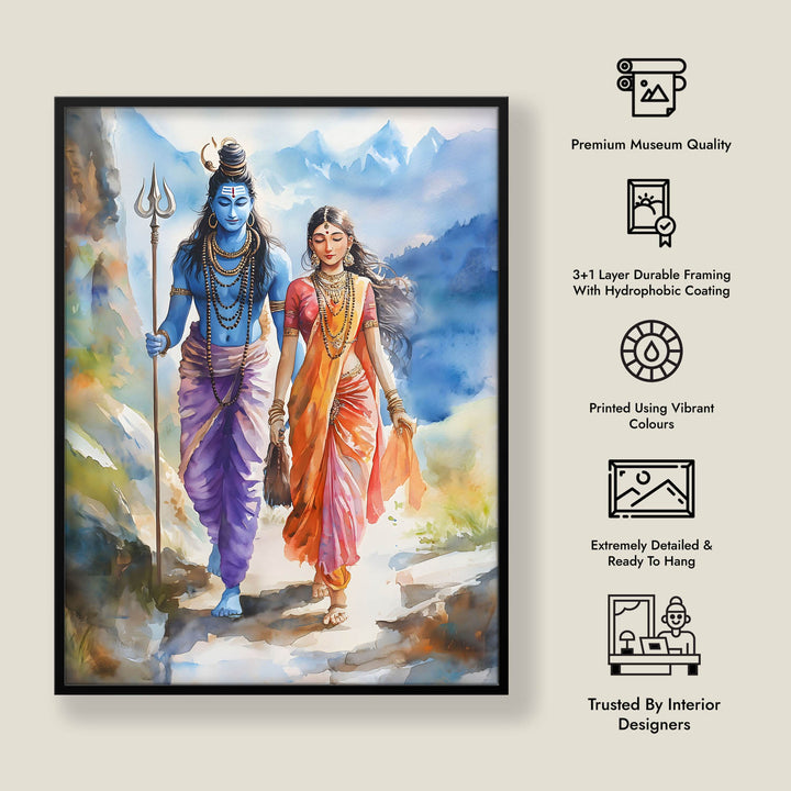 Lord Shiv & Goddess Parvati - Vastu Painting