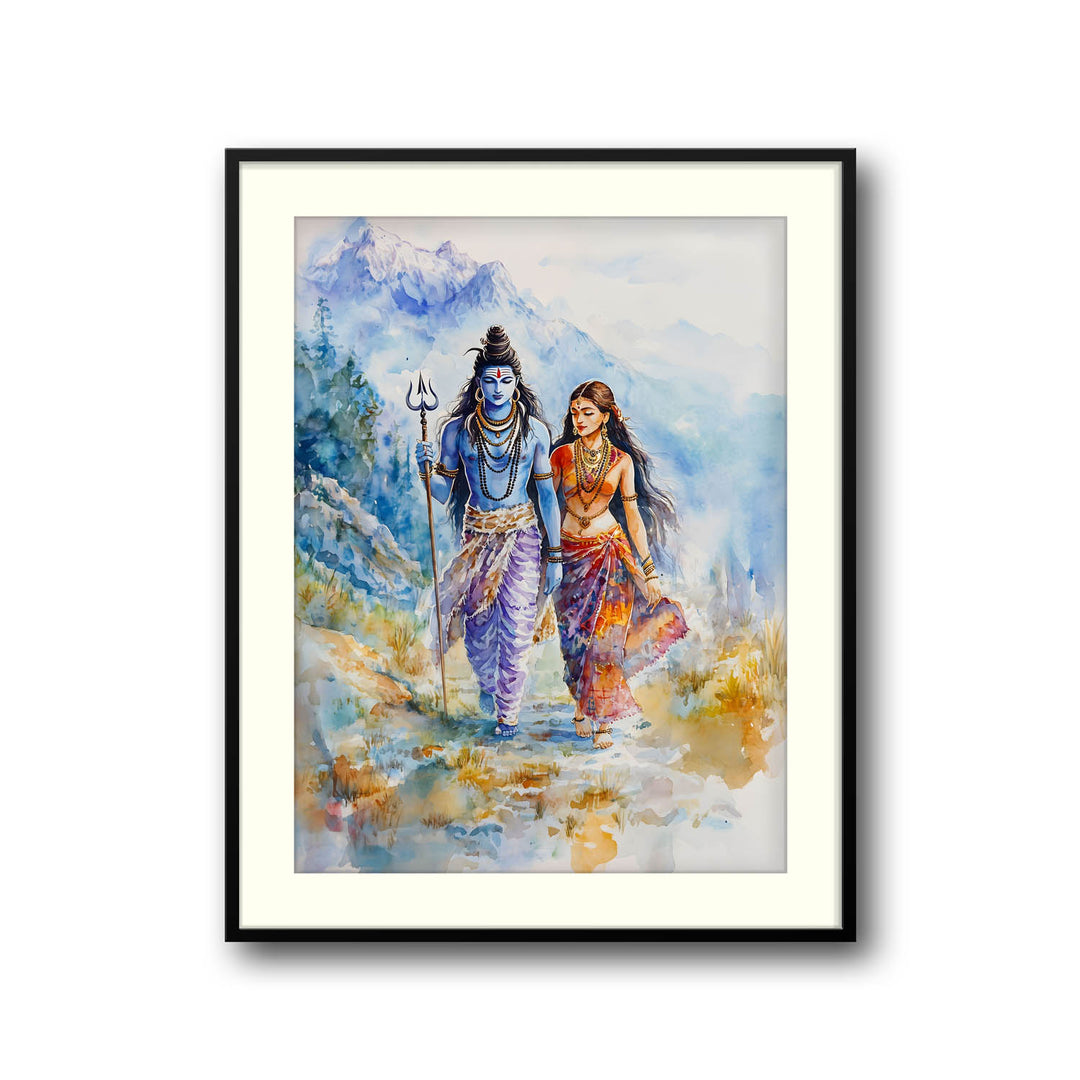 Lord Shiv & Goddess Parvati in Himalaya  - Vastu Painting