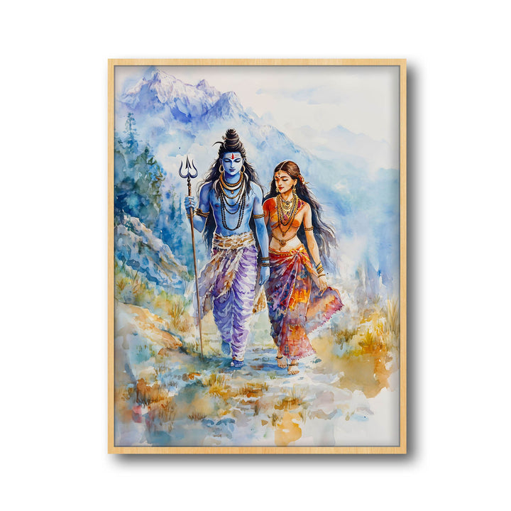 Lord Shiv & Goddess Parvati in Himalaya  - Vastu Painting