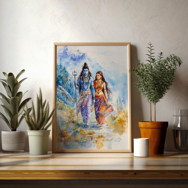 Lord Shiv & Goddess Parvati in Himalaya  - Vastu Painting