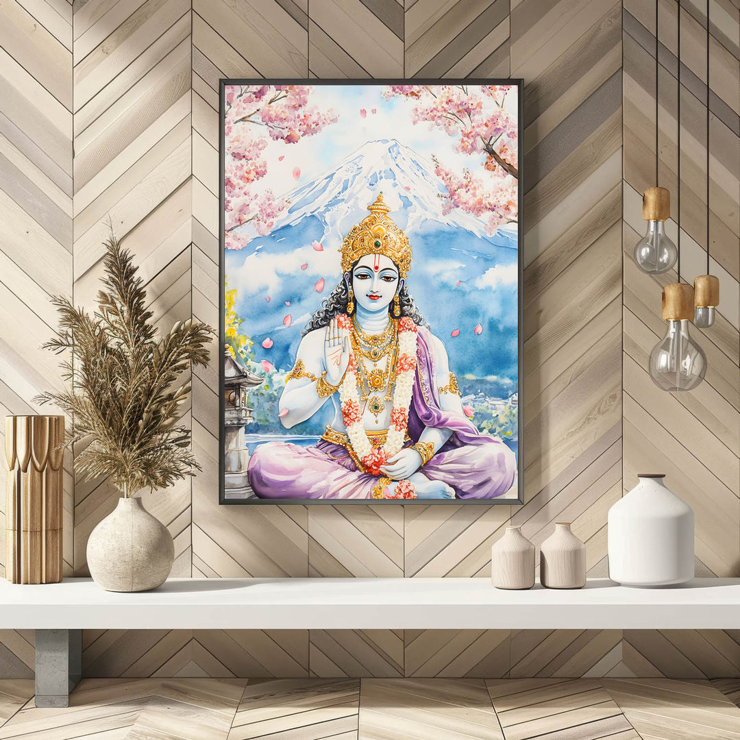 Lord Vishnu in Himalaya  - Vastu Painting