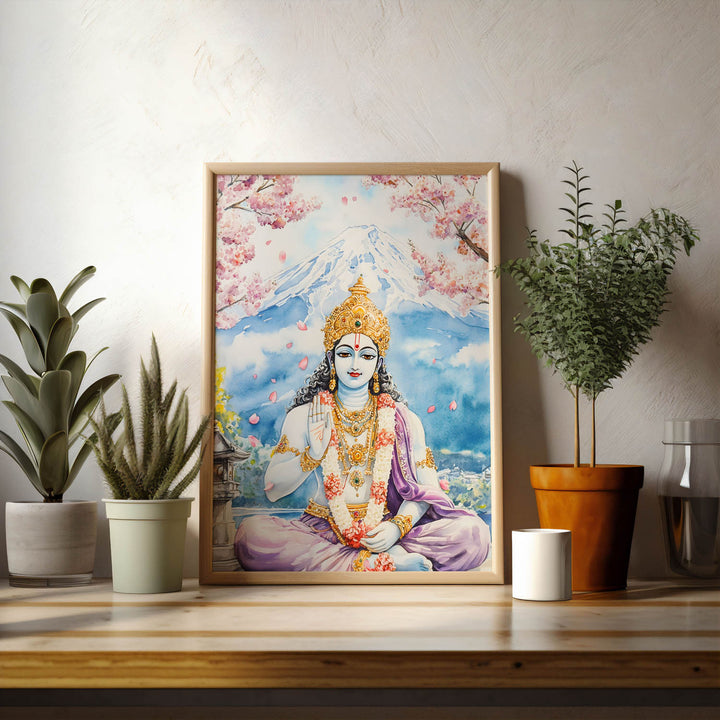 Lord Vishnu in Himalaya  - Vastu Painting