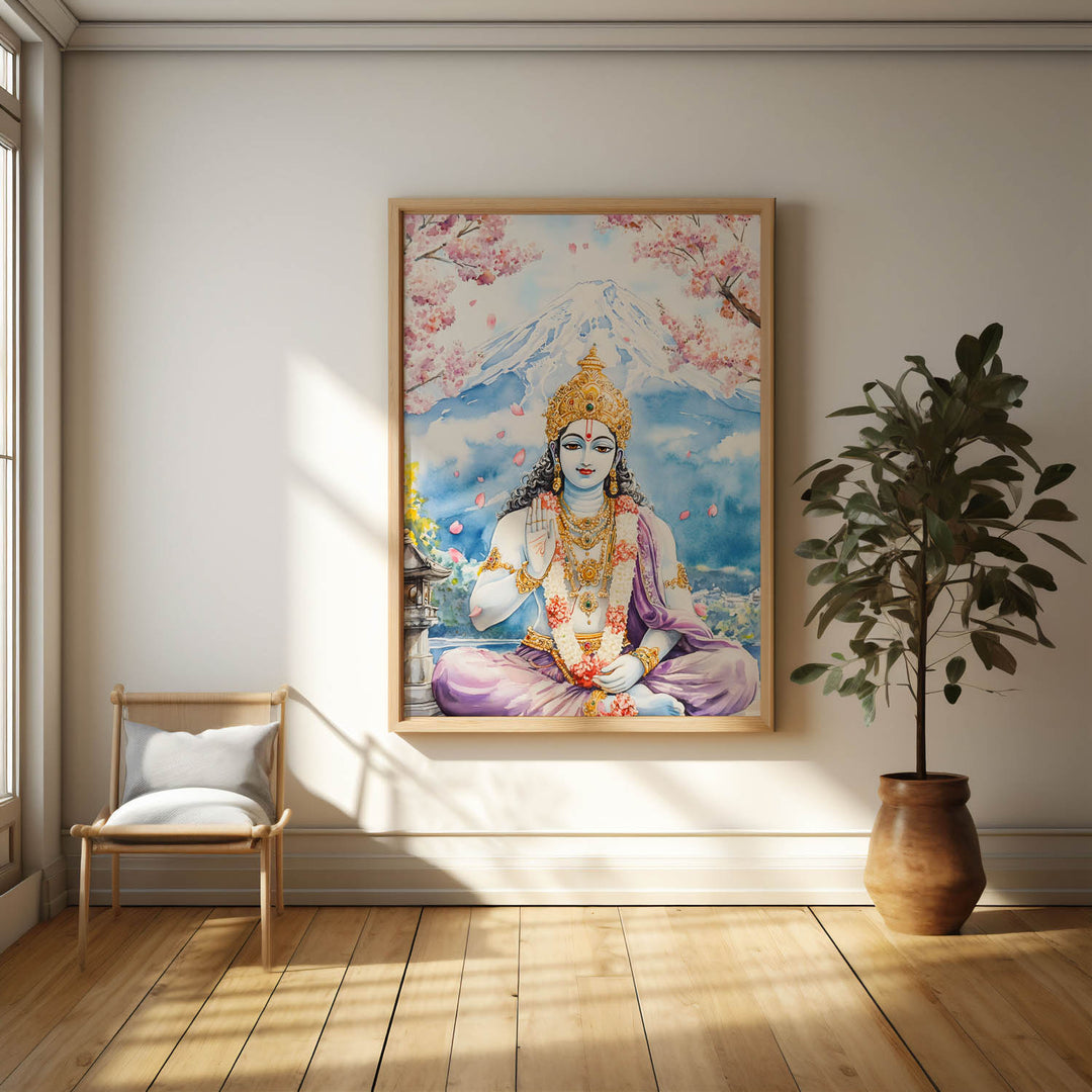 Lord Vishnu in Himalaya  - Vastu Painting