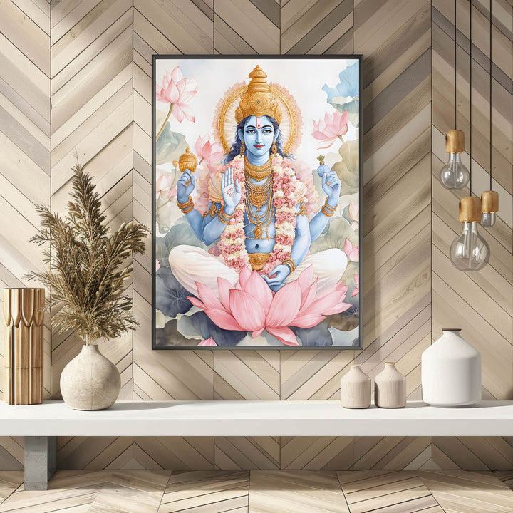 Lord Vishnu on Lotus - Vastu Painting