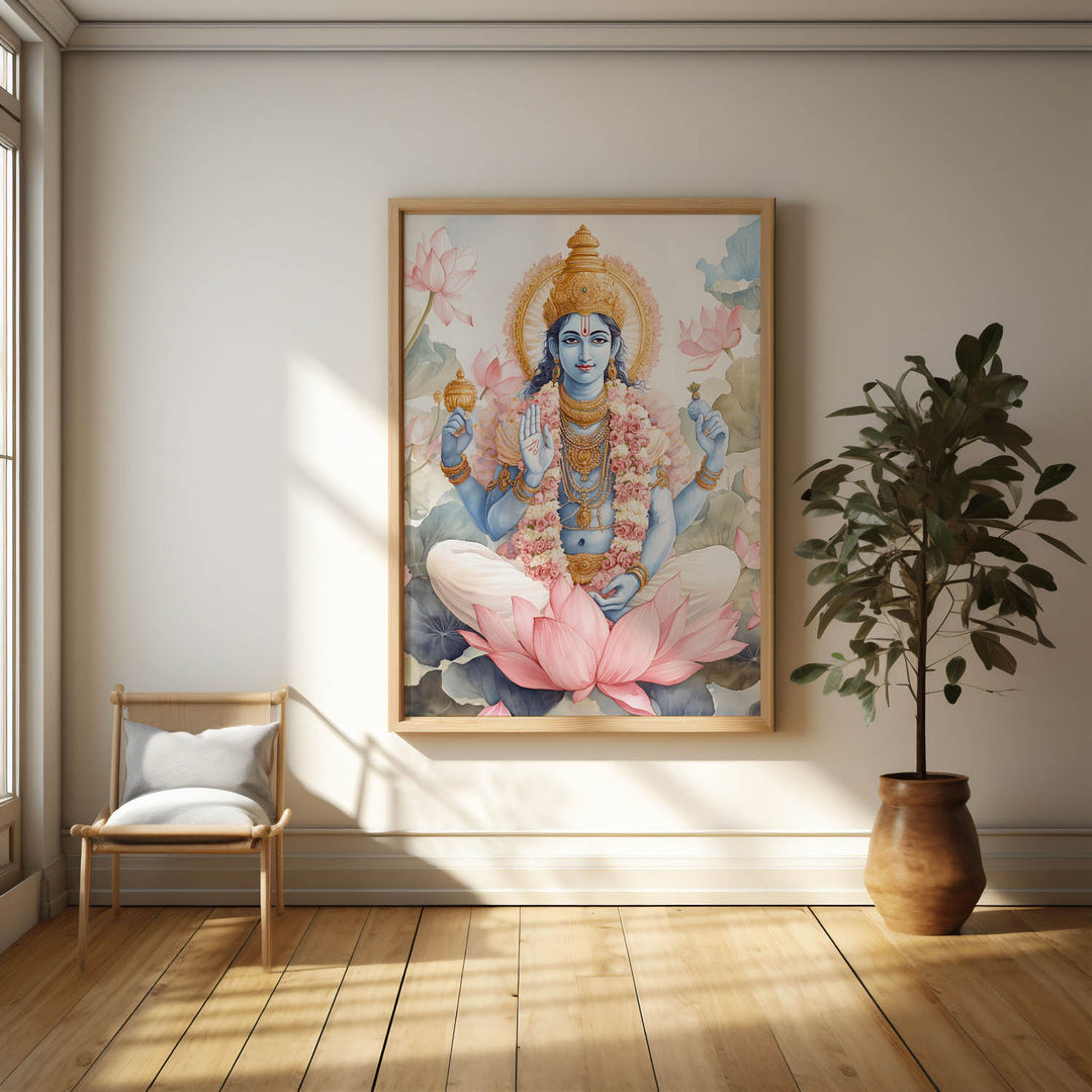 Lord Vishnu on Lotus - Vastu Painting