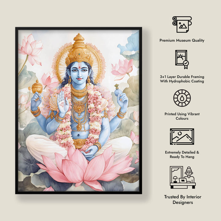 Lord Vishnu on Lotus - Vastu Painting