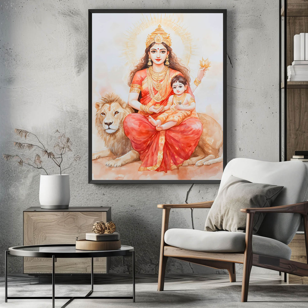 Maa Durga on Lion - Vastu Painting