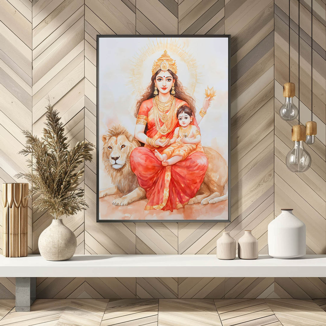 Maa Durga on Lion - Vastu Painting