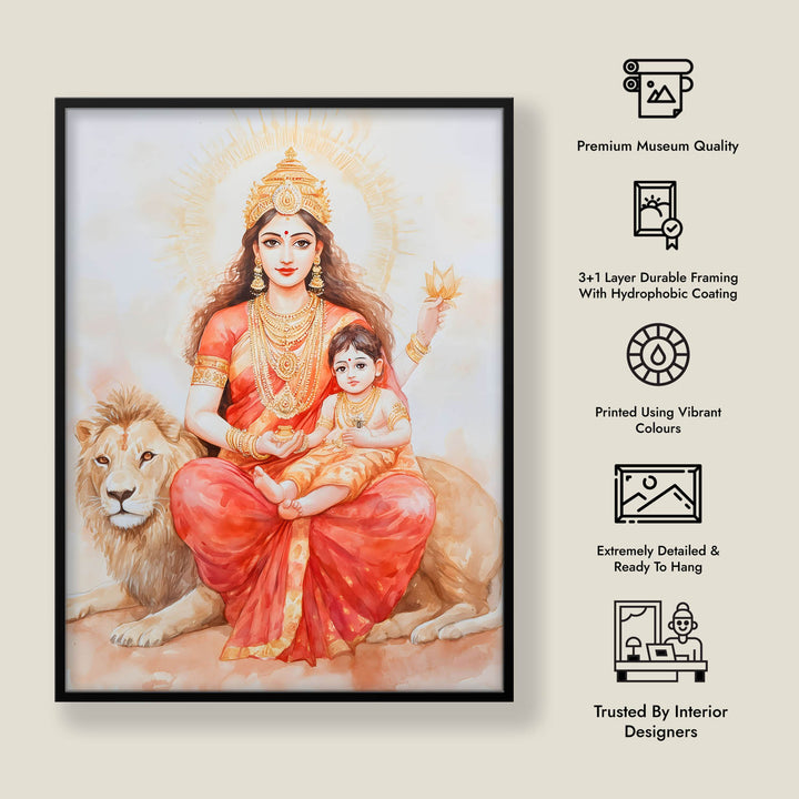 Maa Durga on Lion - Vastu Painting