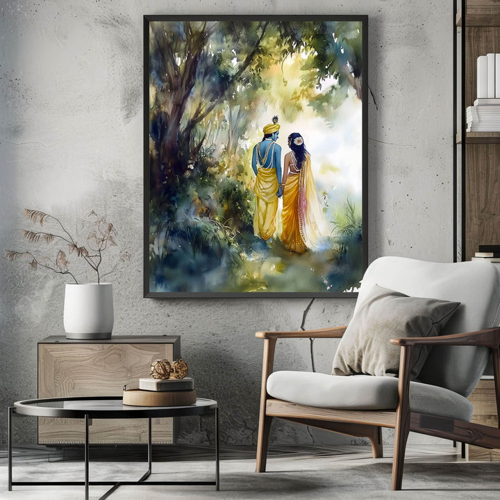 Radha & Krishna in Forest  - Vastu Painting