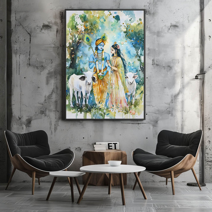 Radha & Krishna with Cows - Vastu Painting