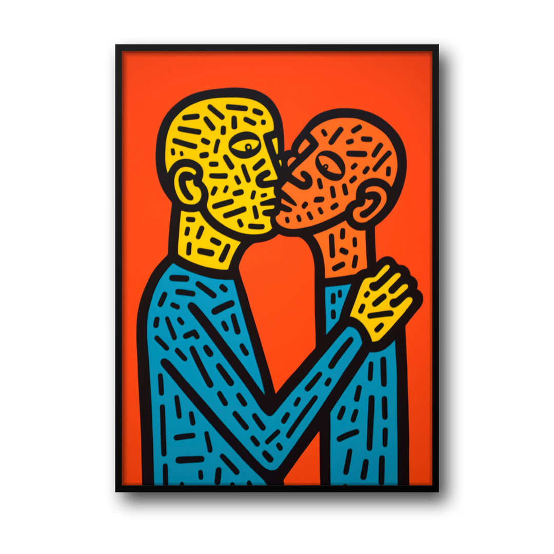 the-hug-keith-haring canvas art - Shop art for home decor