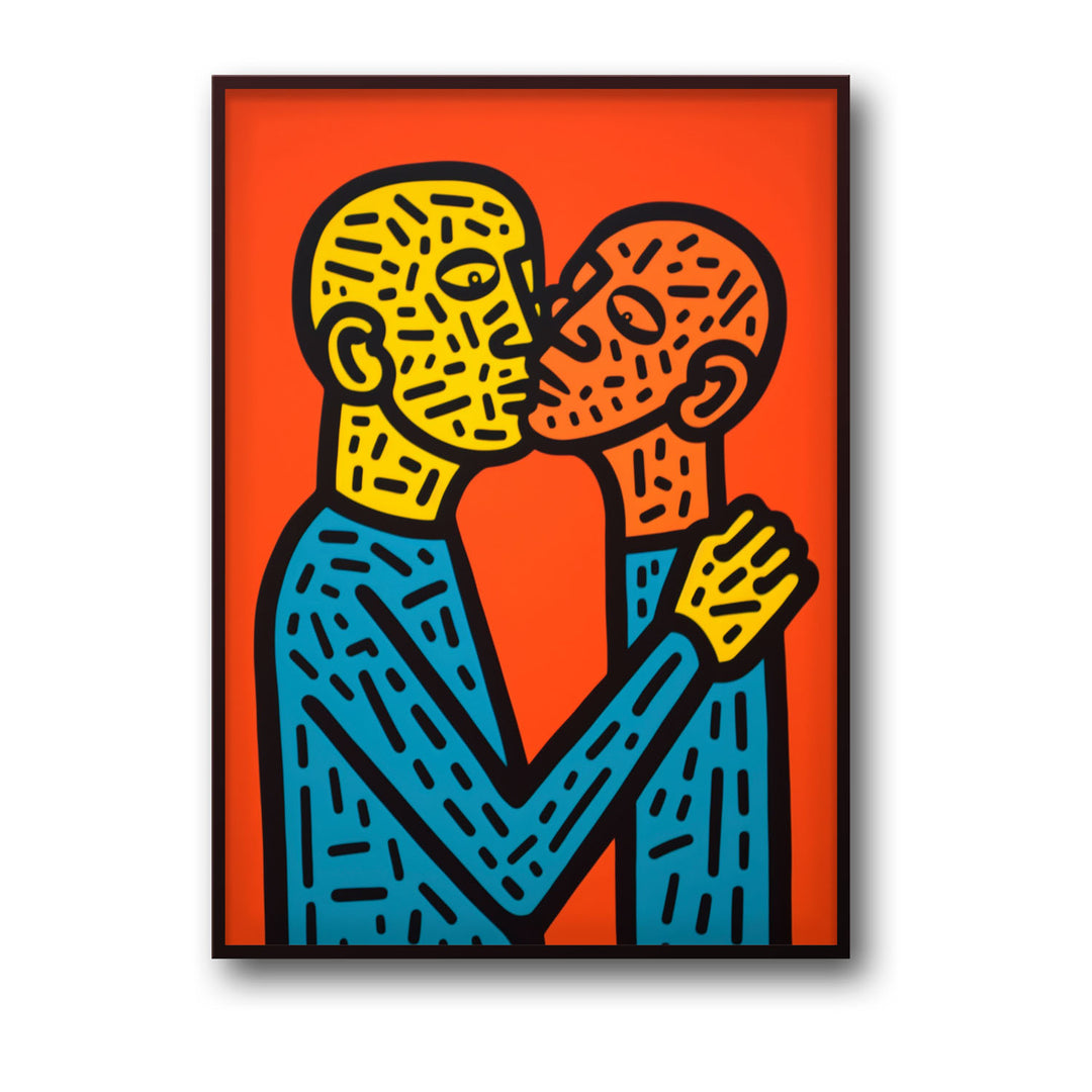 the-hug-keith-haring canvas art - Shop art for home decor