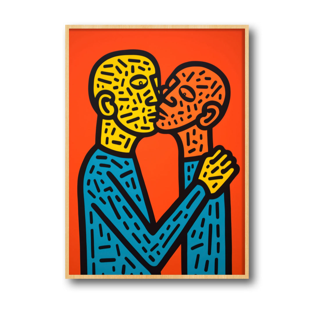 the-hug-keith-haring canvas art - Shop art for home decor