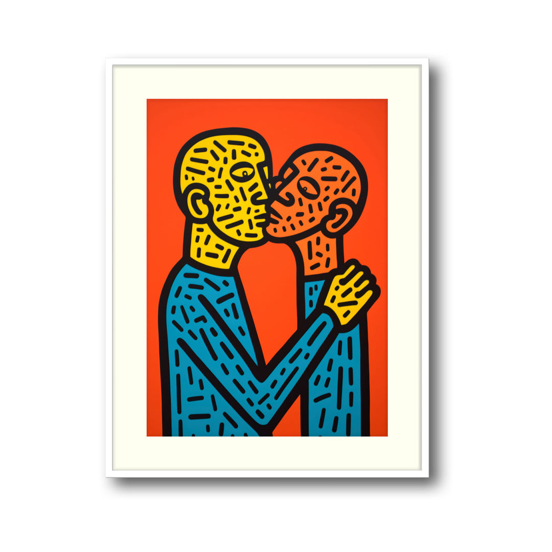 the-hug-keith-haring canvas art - Shop art for home decor