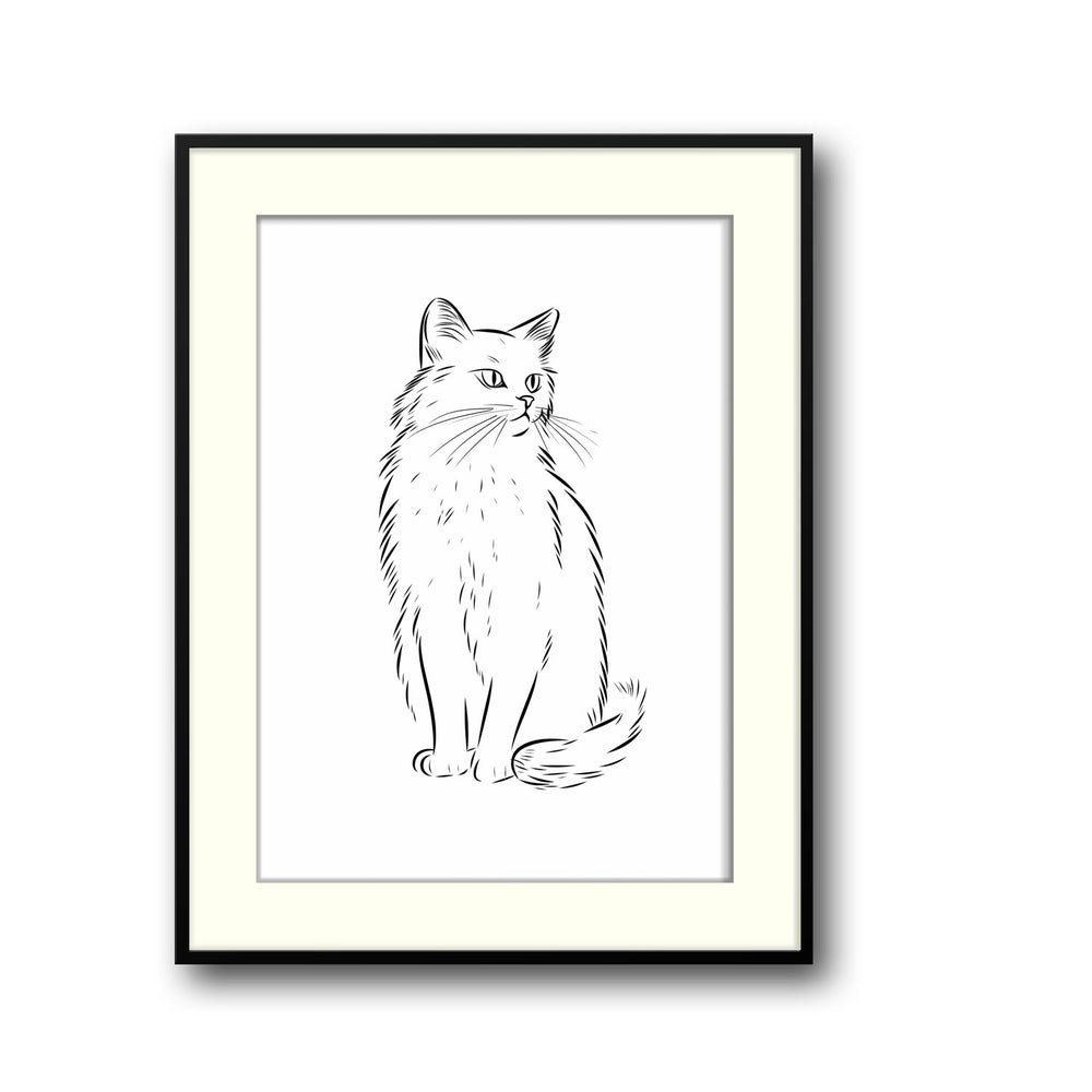 Unique cat-sketch- Beautiful framed art print available at Raremango