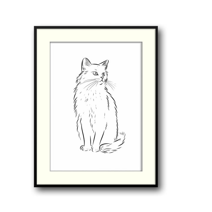 Unique cat-sketch- Beautiful framed art print available at Raremango