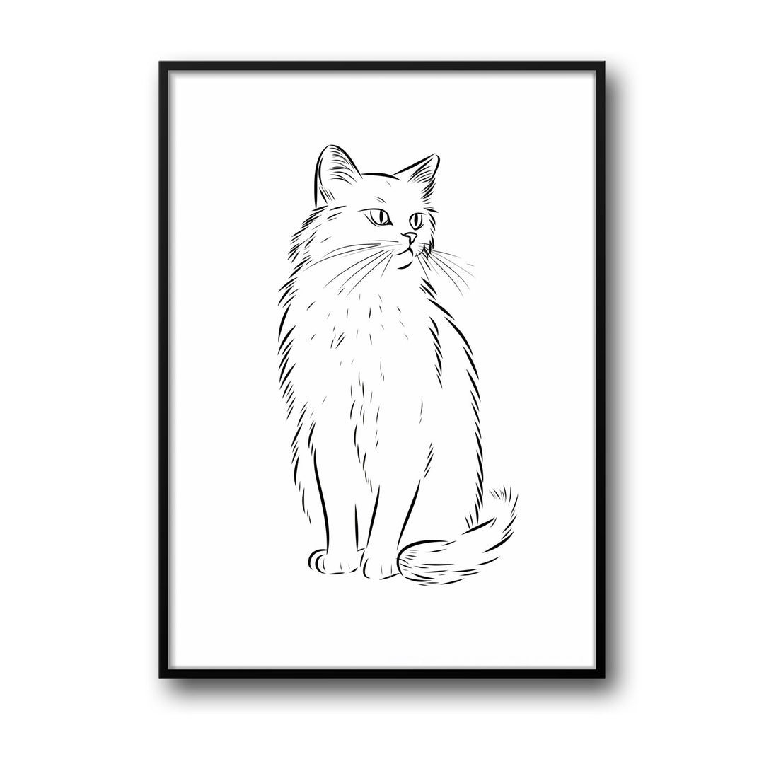 Unique cat-sketch- Beautiful framed art print available at Raremango