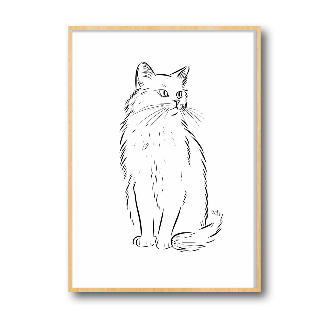 Unique cat-sketch- Beautiful framed art print available at Raremango