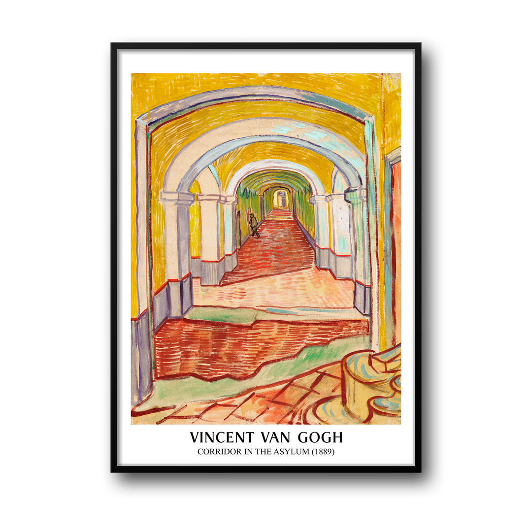 Unique corridor-in-the-asylum-1889-vincent-van-gogh- Beautiful framed art print available at Raremango