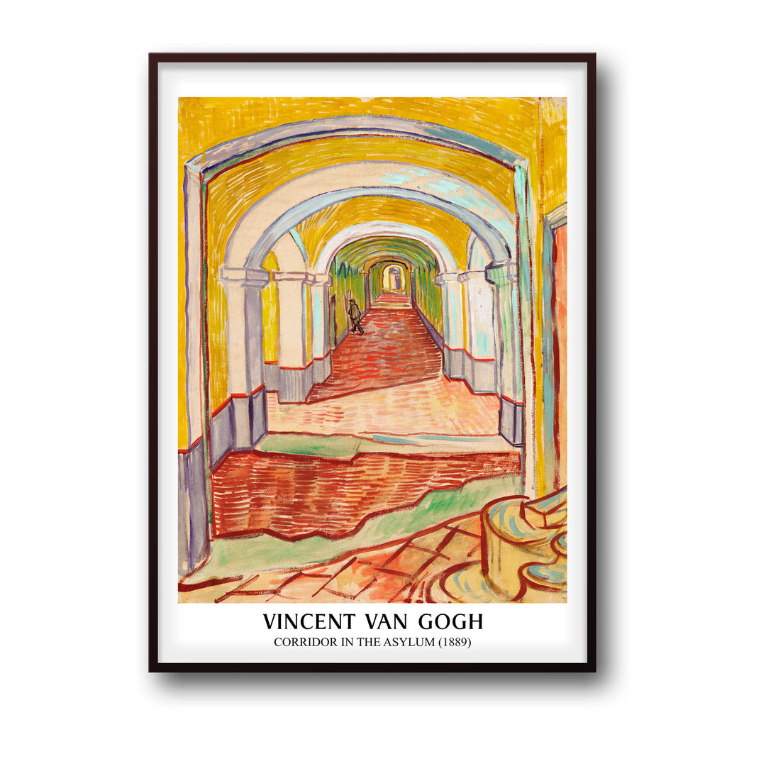 Unique corridor-in-the-asylum-1889-vincent-van-gogh- Beautiful framed art print available at Raremango