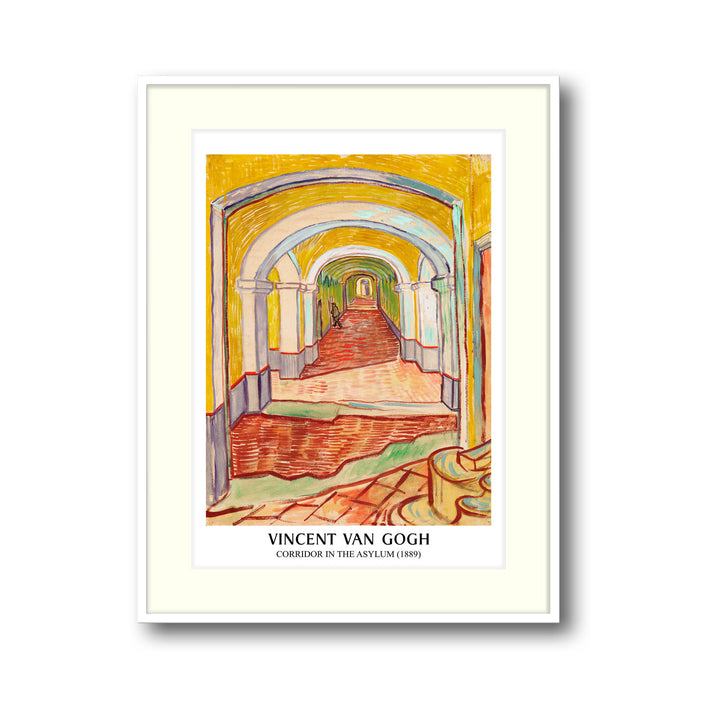 Unique corridor-in-the-asylum-1889-vincent-van-gogh- Beautiful framed art print available at Raremango