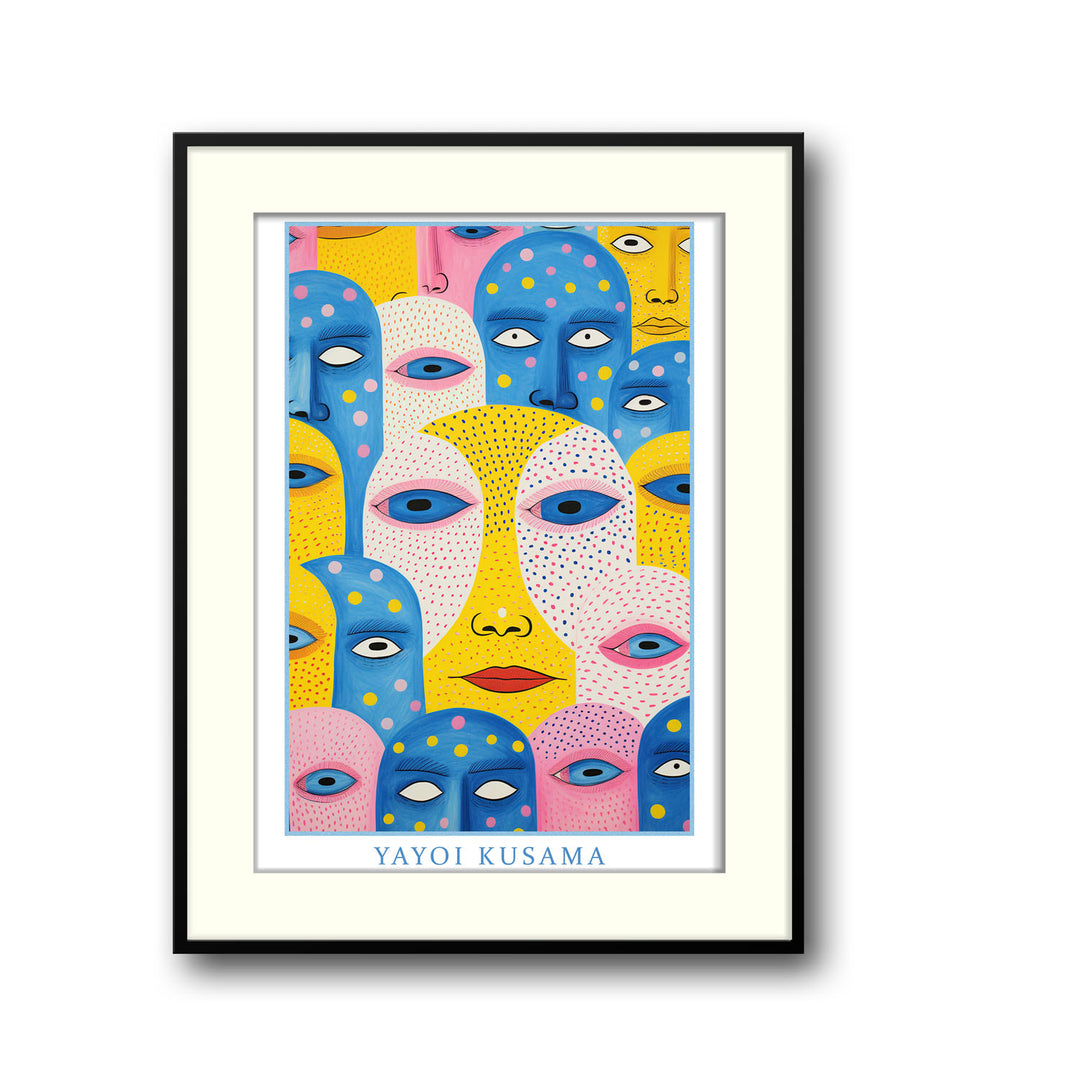 Unique dotted-head-yayoi-kusama- Beautiful framed art print available at Raremango