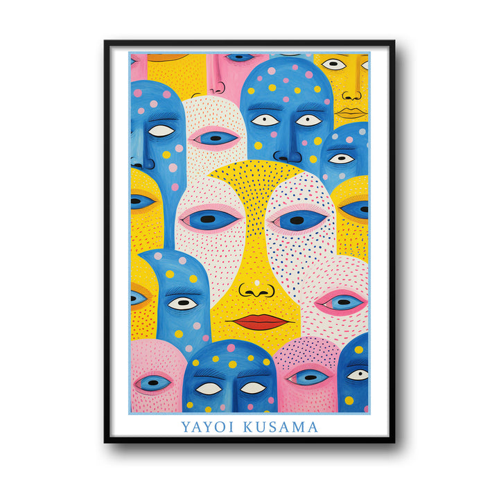 Unique dotted-head-yayoi-kusama- Beautiful framed art print available at Raremango