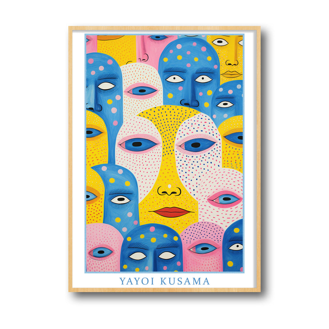 Unique dotted-head-yayoi-kusama- Beautiful framed art print available at Raremango