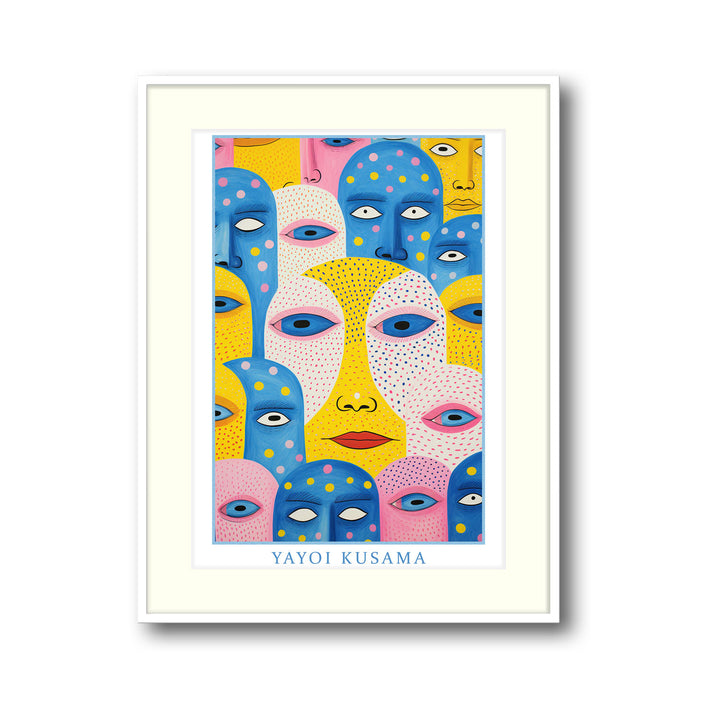 Unique dotted-head-yayoi-kusama- Beautiful framed art print available at Raremango