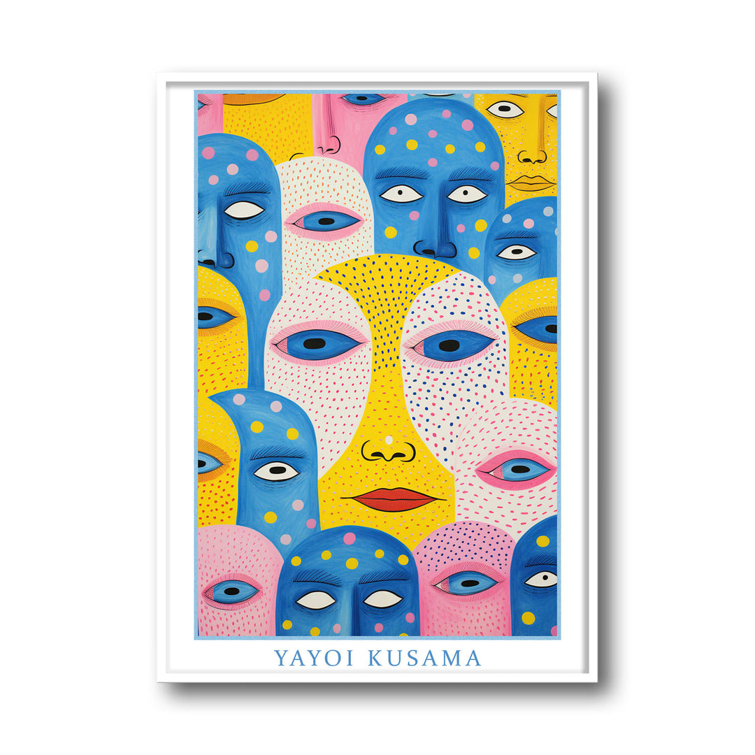 Unique dotted-head-yayoi-kusama- Beautiful framed art print available at Raremango