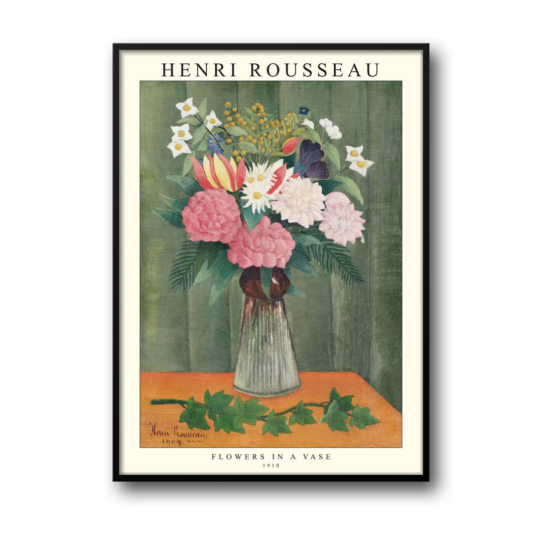 Unique flowers-in-a-vase-1909-henri-rousseau- Beautiful framed art print available at Raremango