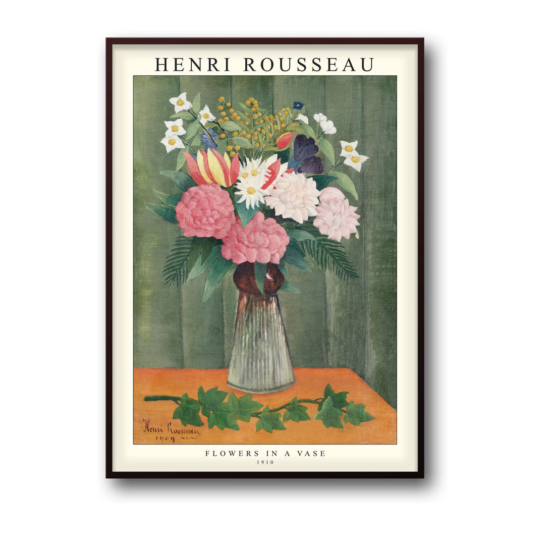 Unique flowers-in-a-vase-1909-henri-rousseau- Beautiful framed art print available at Raremango