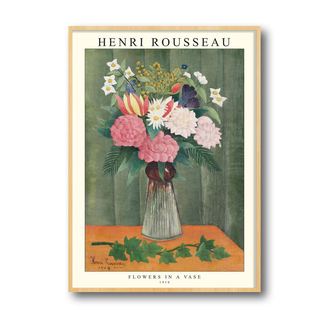 Unique flowers-in-a-vase-1909-henri-rousseau- Beautiful framed art print available at Raremango