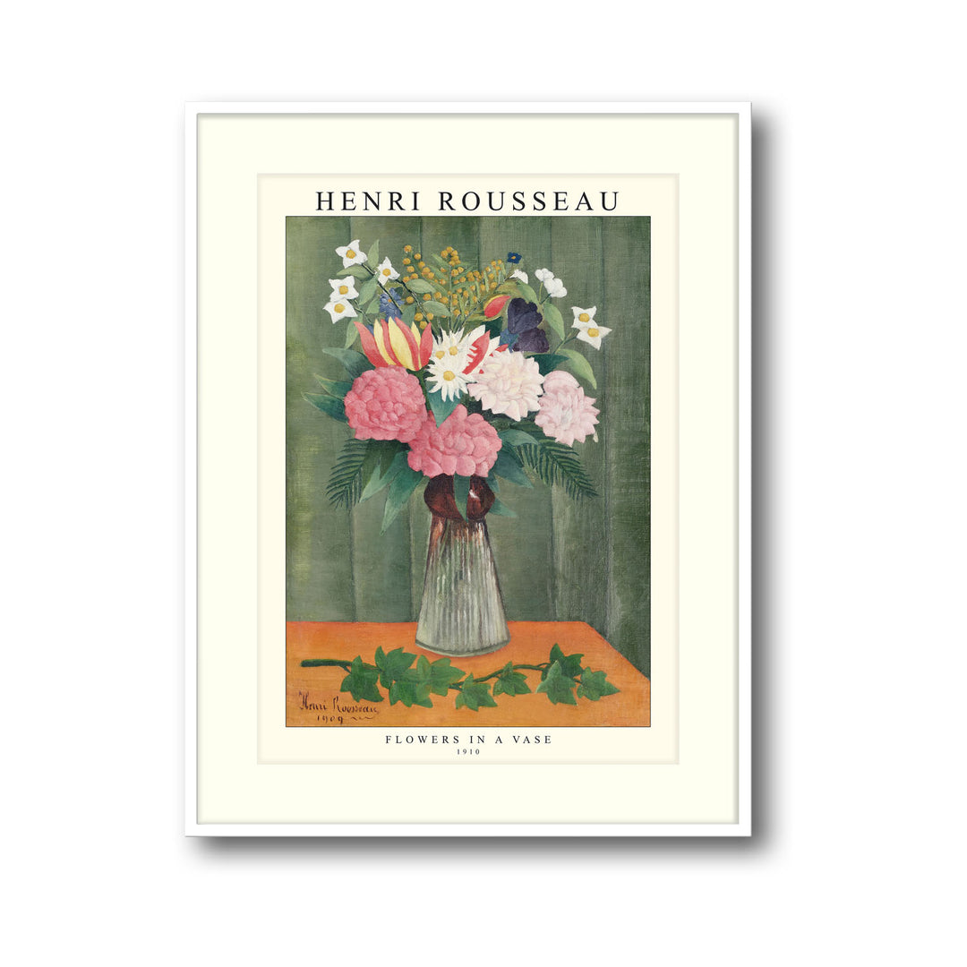 Unique flowers-in-a-vase-1909-henri-rousseau- Beautiful framed art print available at Raremango