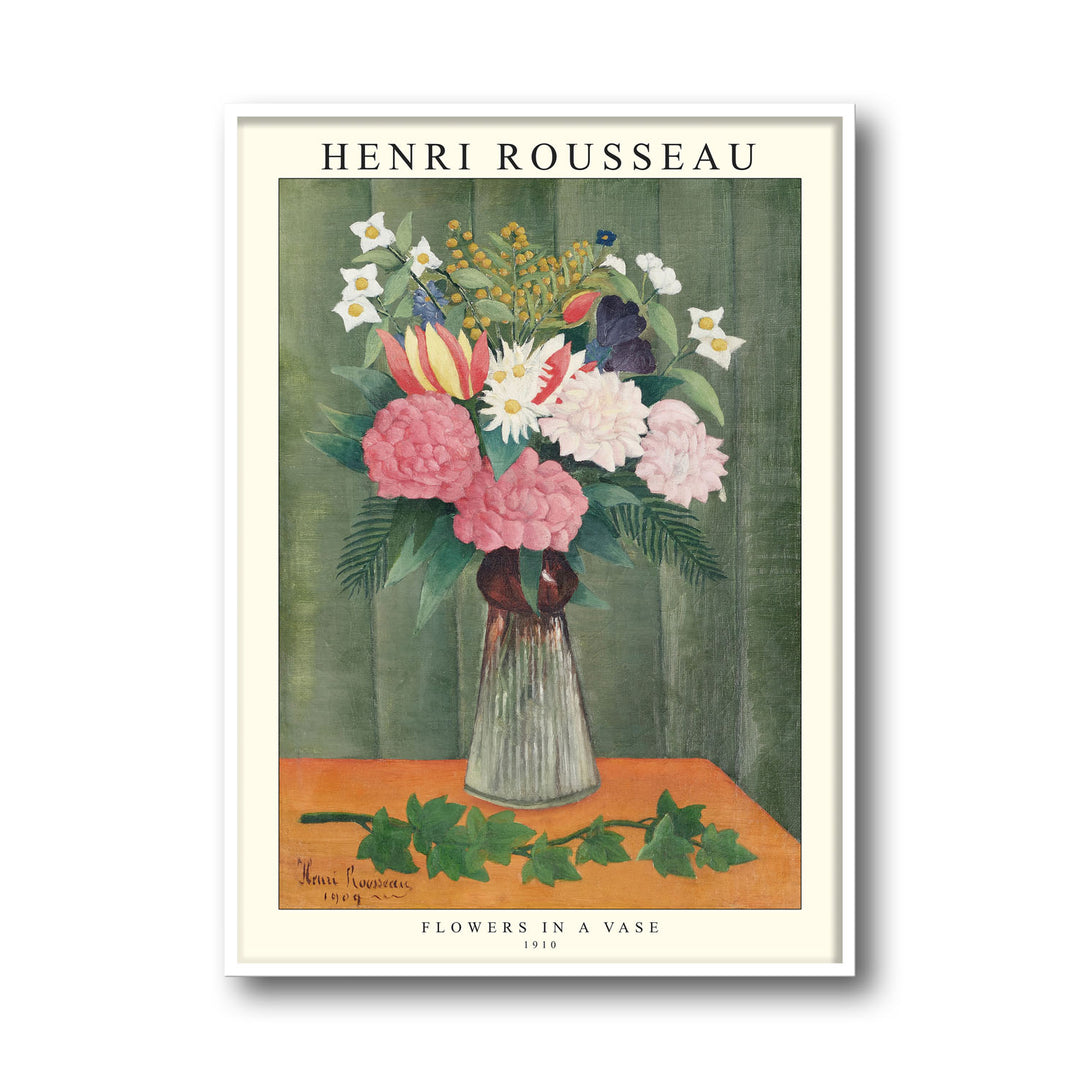 Unique flowers-in-a-vase-1909-henri-rousseau- Beautiful framed art print available at Raremango