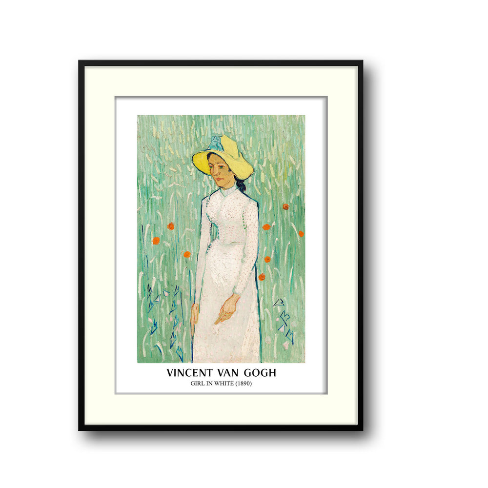 Unique girl-in-white-vincent-van-gogh- Beautiful framed art print available at Raremango