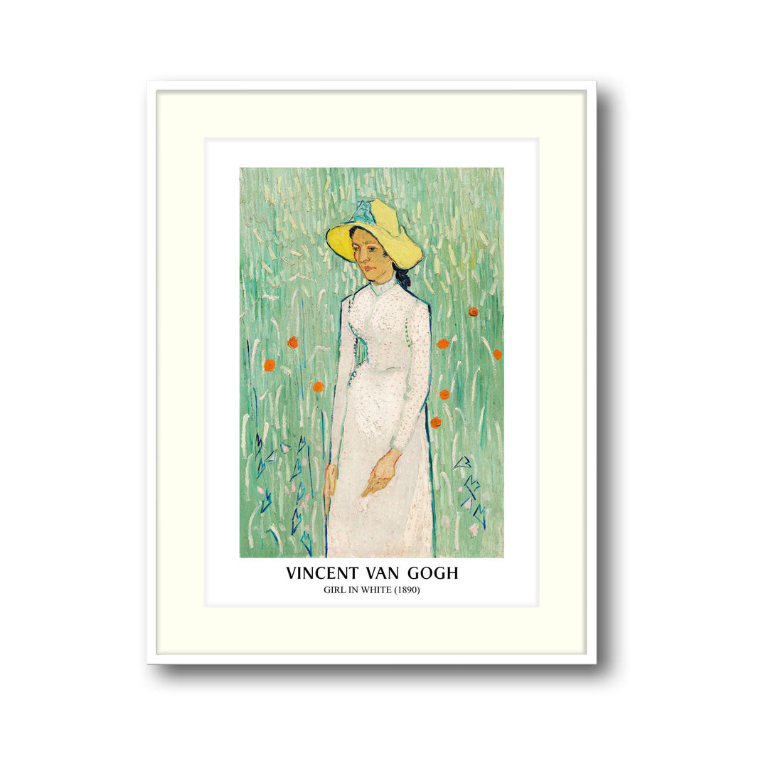 Unique girl-in-white-vincent-van-gogh- Beautiful framed art print available at Raremango