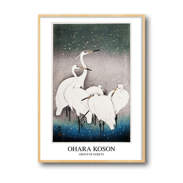 Unique group-of-egrets-ohara-koson- Beautiful framed art print available at Raremango