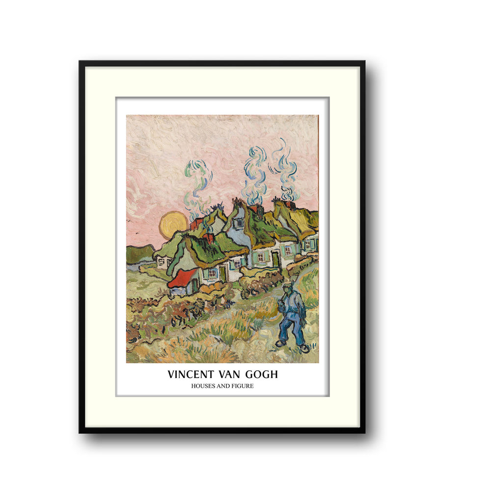 Unique houses-and-figure-vincent-van-gogh- Beautiful framed art print available at Raremango