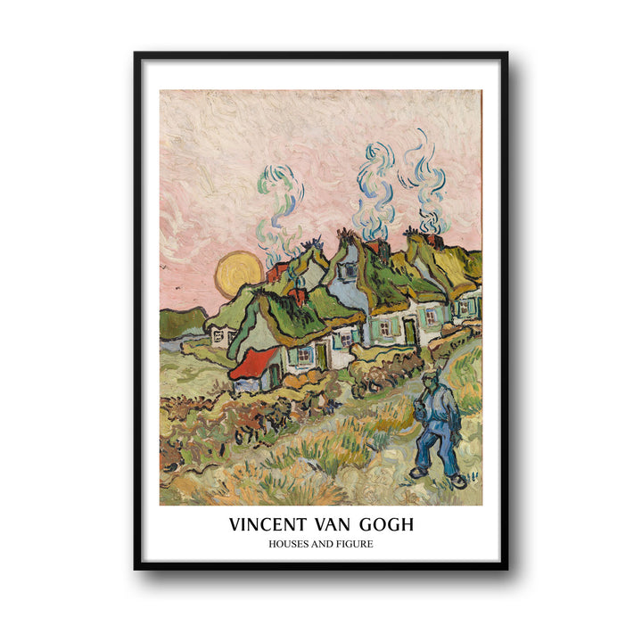 Unique houses-and-figure-vincent-van-gogh- Beautiful framed art print available at Raremango