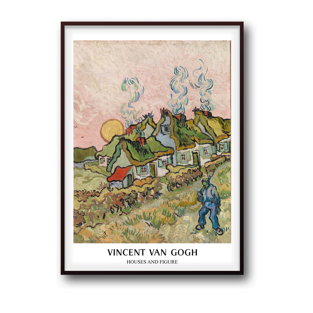 Unique houses-and-figure-vincent-van-gogh- Beautiful framed art print available at Raremango