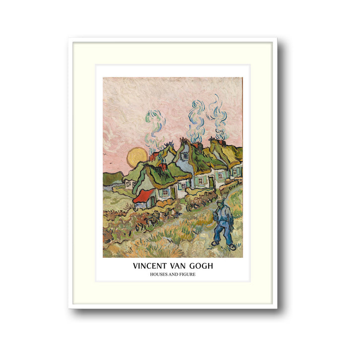 Unique houses-and-figure-vincent-van-gogh- Beautiful framed art print available at Raremango