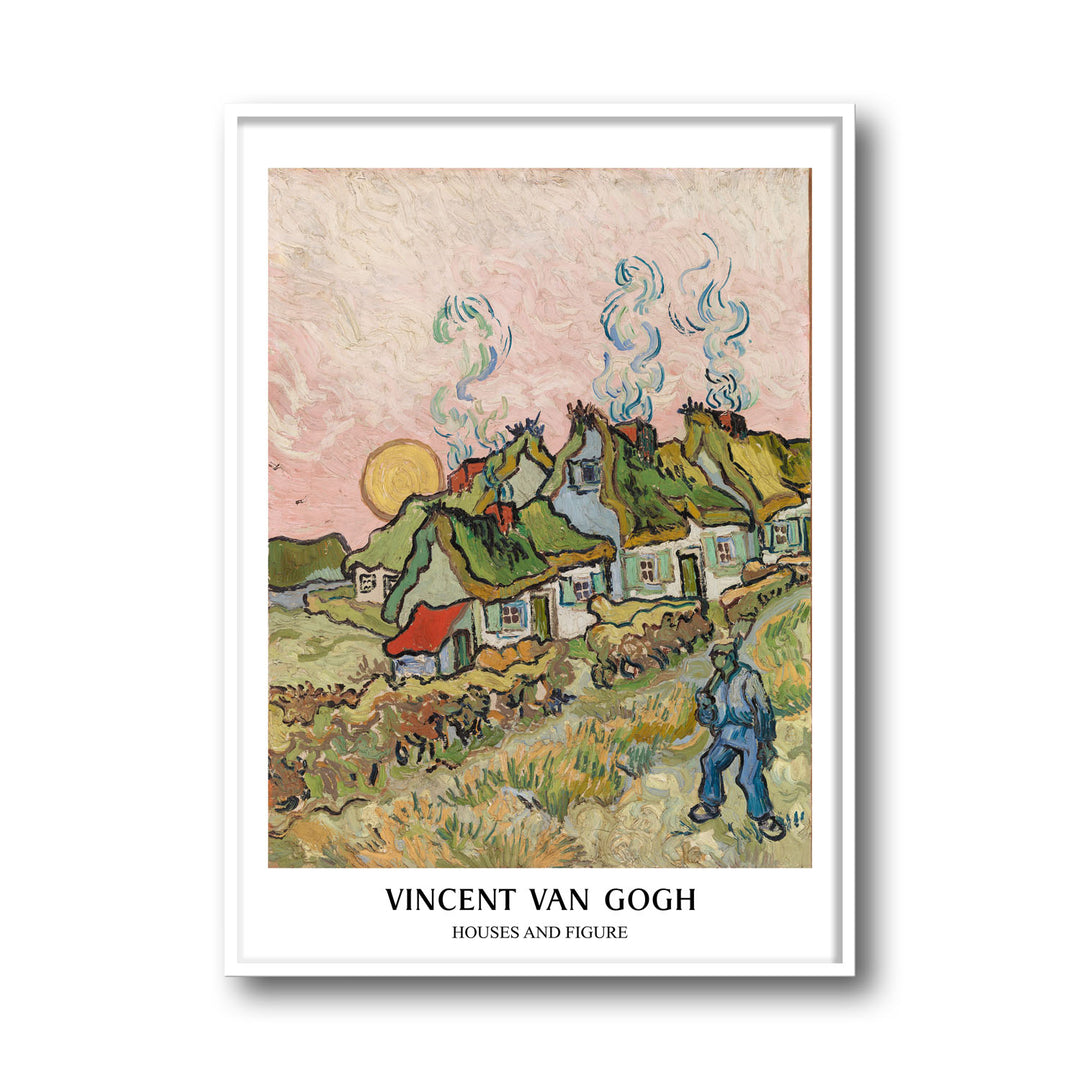 Unique houses-and-figure-vincent-van-gogh- Beautiful framed art print available at Raremango