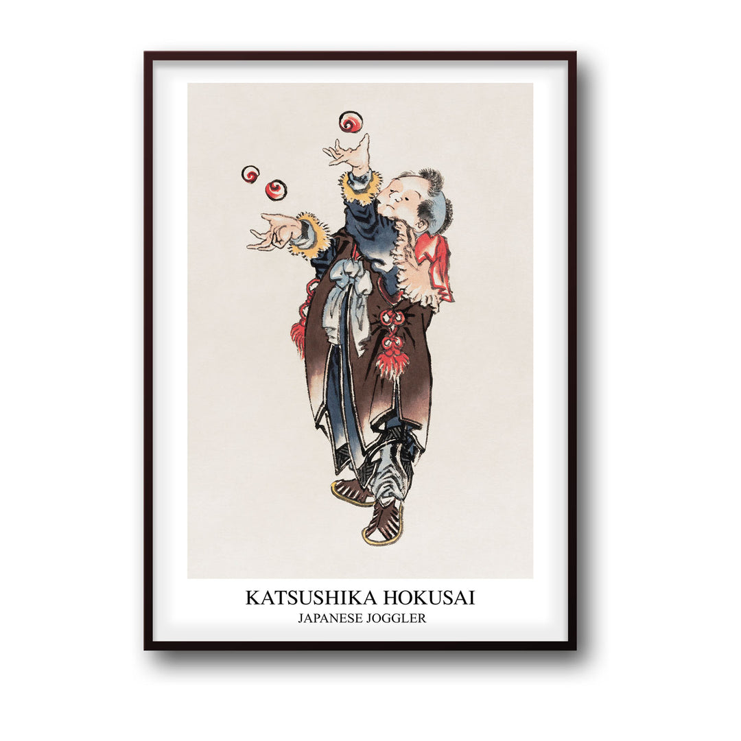 Unique japanese-joggler-katsushika-hokusai- Beautiful framed art print available at Raremango