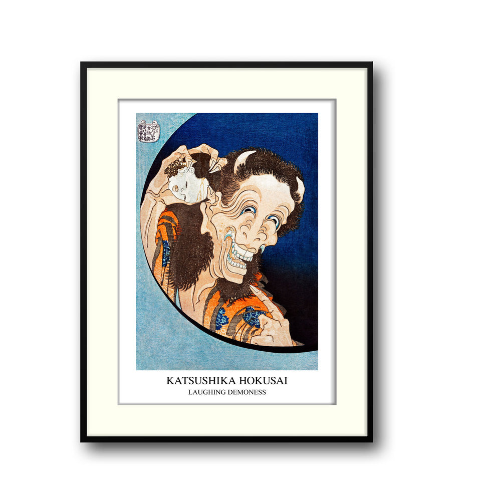 Unique laughing-demoness-katsushika-hokusai- Beautiful framed art print available at Raremango