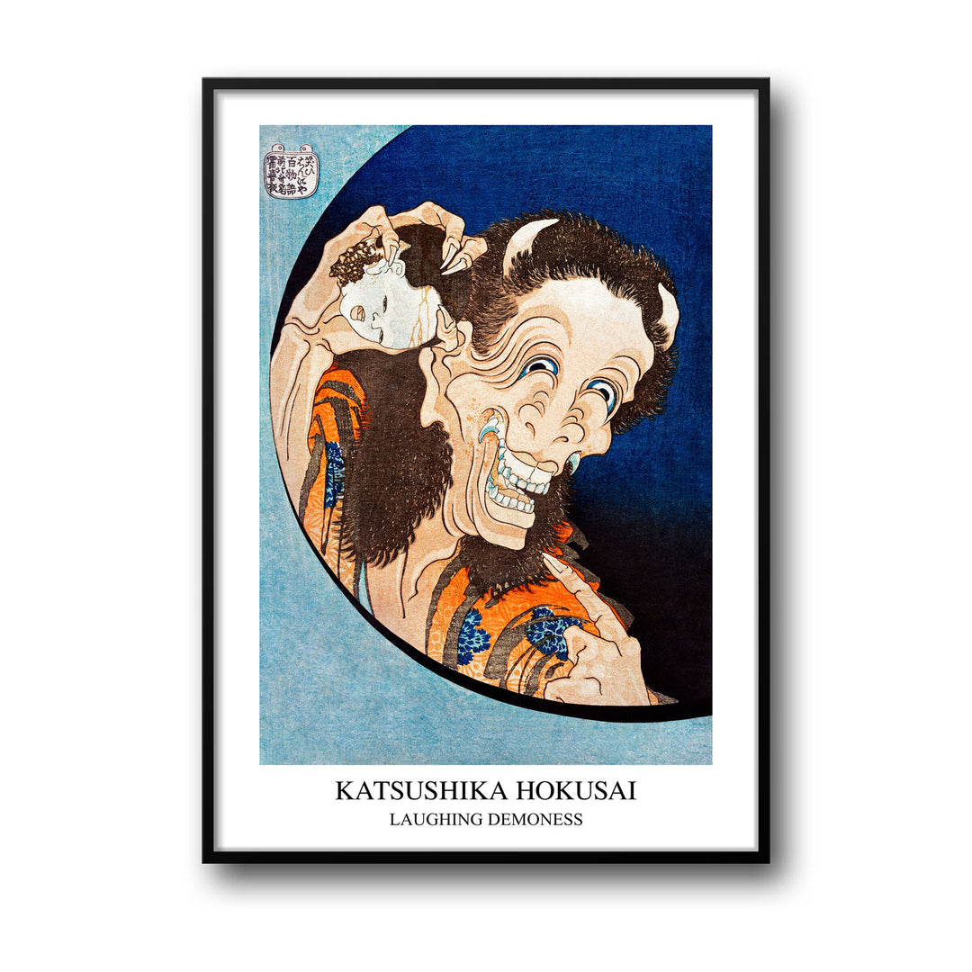 Unique laughing-demoness-katsushika-hokusai- Beautiful framed art print available at Raremango