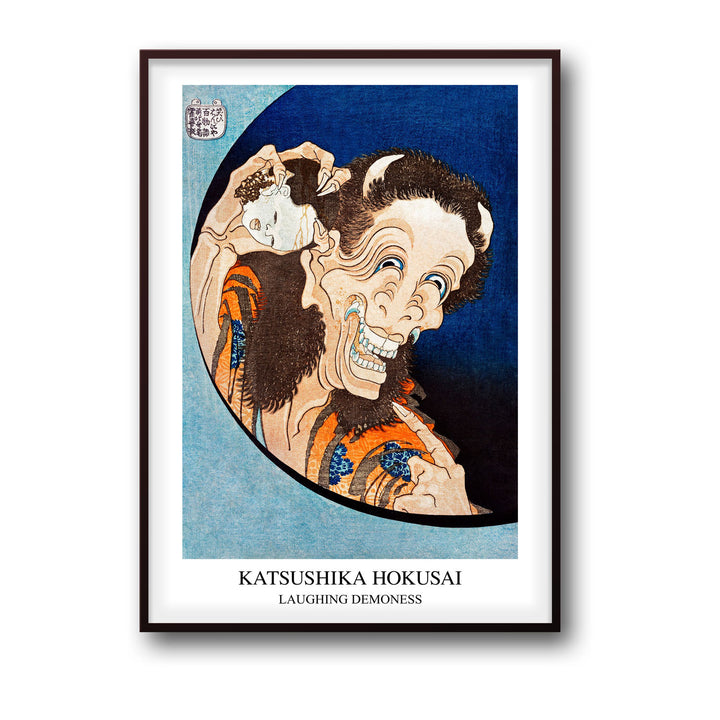 Unique laughing-demoness-katsushika-hokusai- Beautiful framed art print available at Raremango