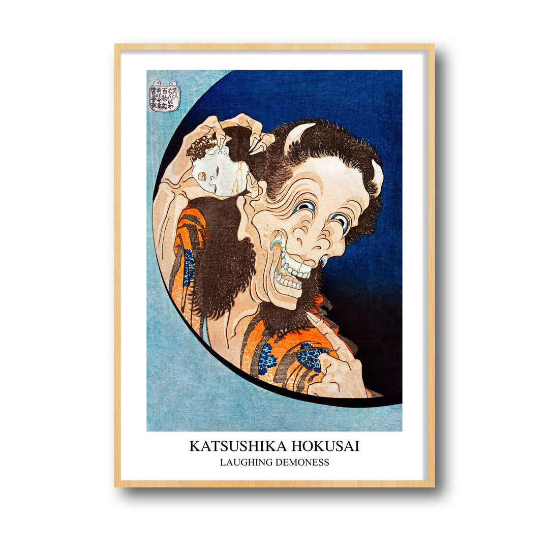 Unique laughing-demoness-katsushika-hokusai- Beautiful framed art print available at Raremango