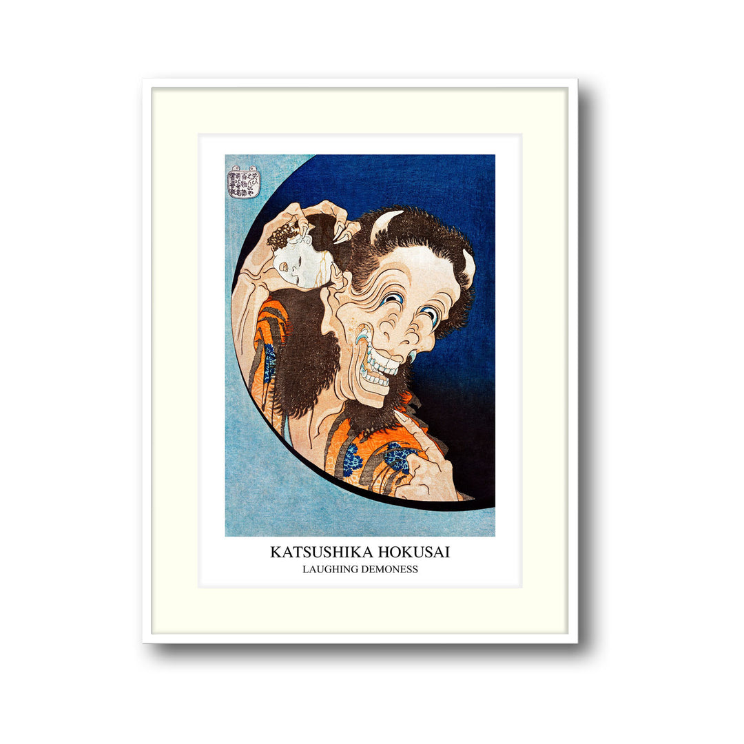 Unique laughing-demoness-katsushika-hokusai- Beautiful framed art print available at Raremango